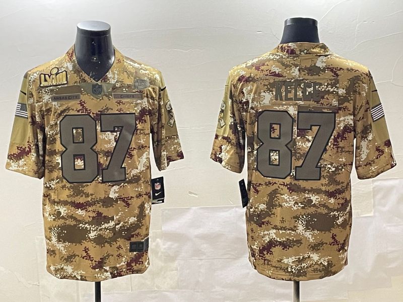 Men Kansas City Chiefs #87 Kelce Camo 2025 Nike Olive Salute To Service Limited NFL Jersey style 4->kansas city chiefs->NFL Jersey